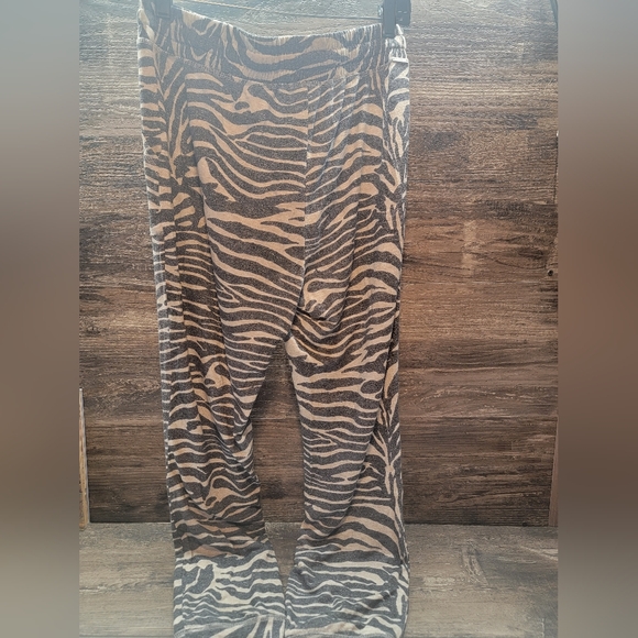 Express One Eleven Zebra Jogger Grey White Pockets Stretch Comfort Womens M - Picture 2 of 4